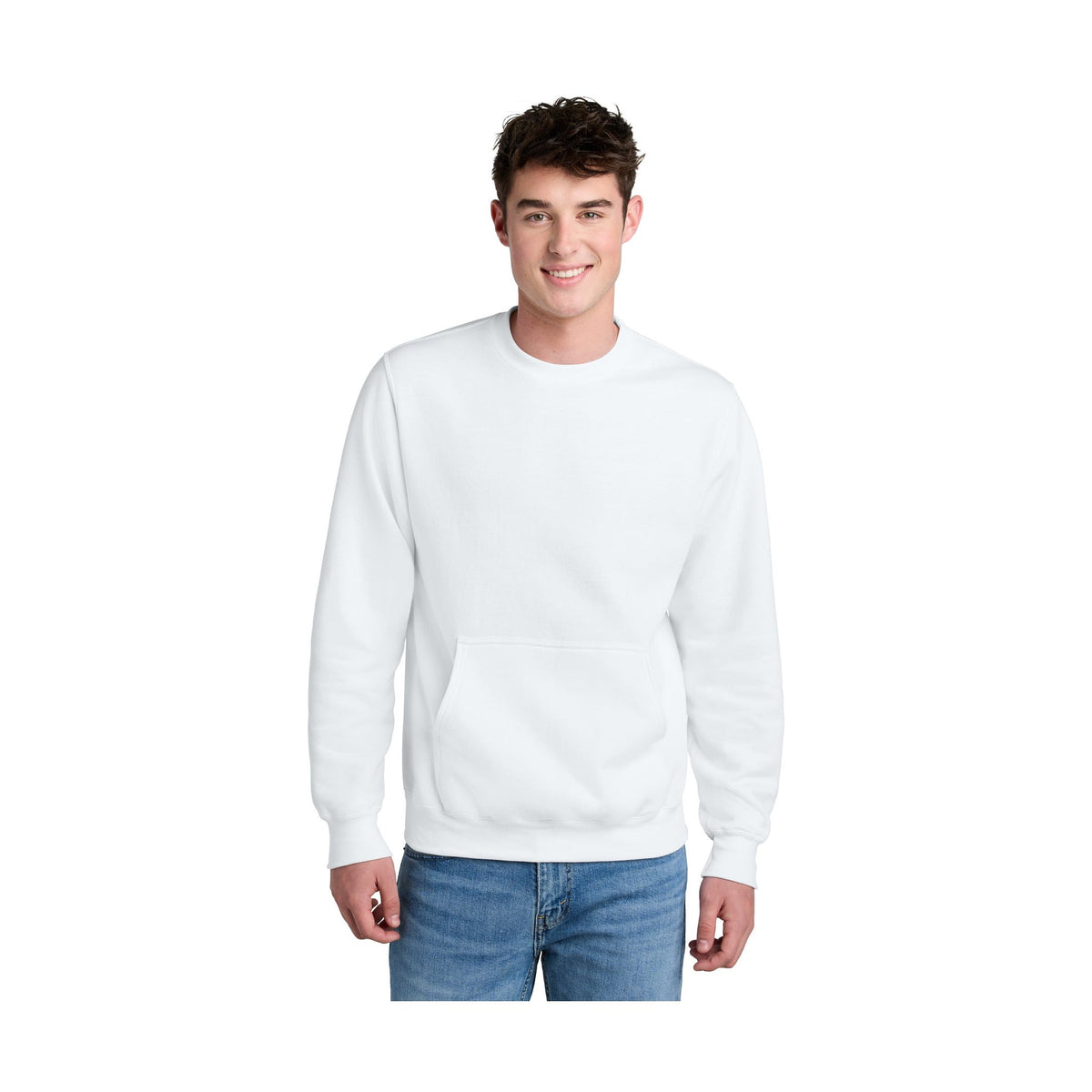 Port & Co Men's Core Fleece Crewneck Pocket Sweatshirt PC78PKT