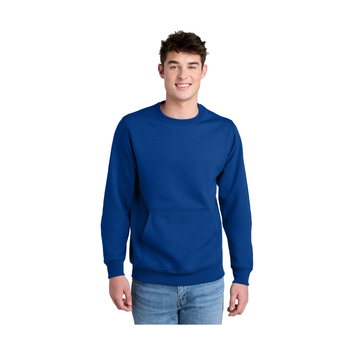 Port & Co Men's Core Fleece Crewneck Pocket Sweatshirt PC78PKT