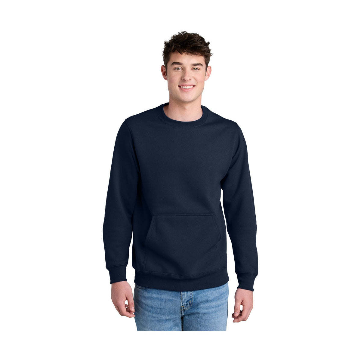 Port & Co Men's Core Fleece Crewneck Pocket Sweatshirt PC78PKT