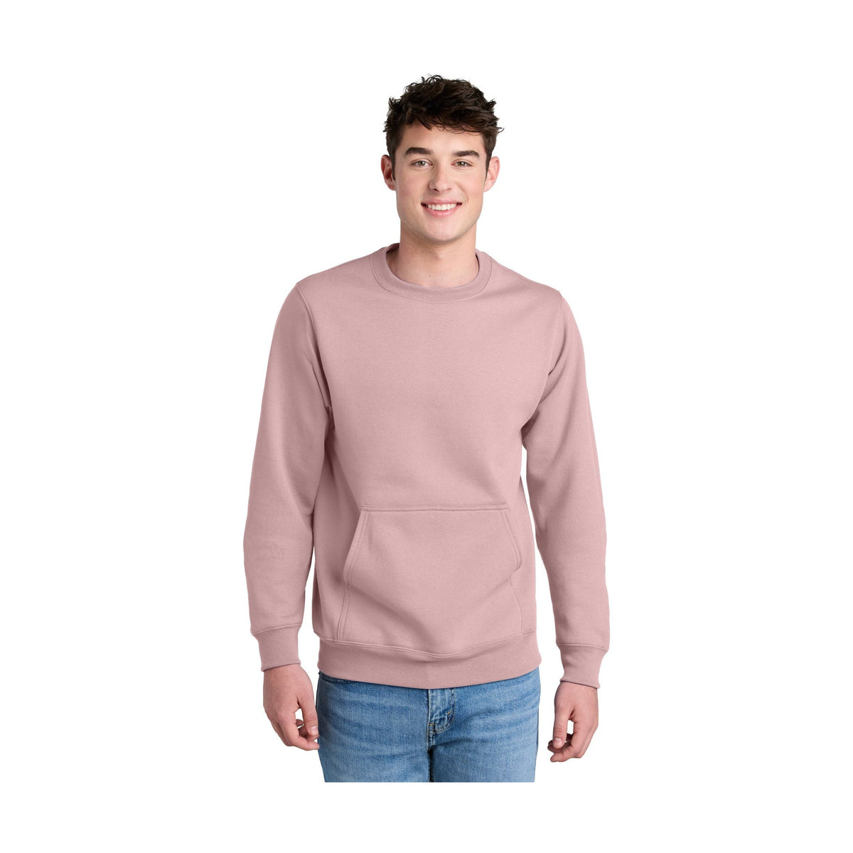 Port & Co Men's Core Fleece Crewneck Pocket Sweatshirt PC78PKT