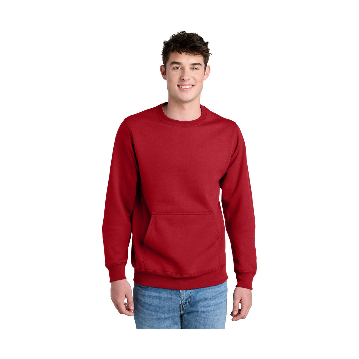 Port & Co Men's Core Fleece Crewneck Pocket Sweatshirt PC78PKT