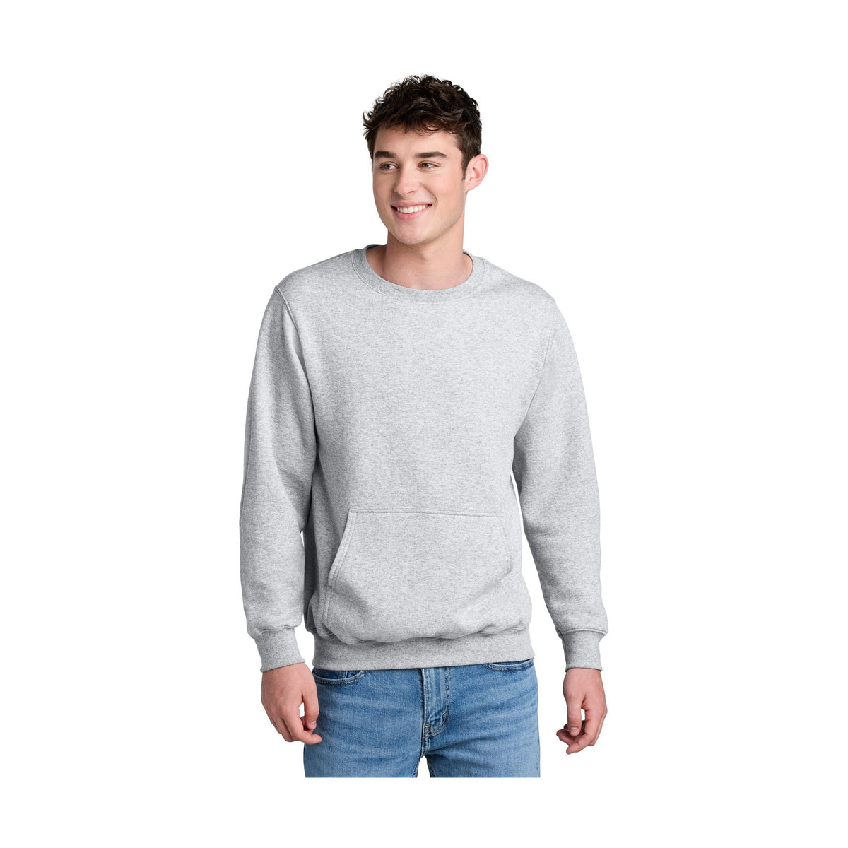 Port & Co Men's Core Fleece Crewneck Pocket Sweatshirt PC78PKT