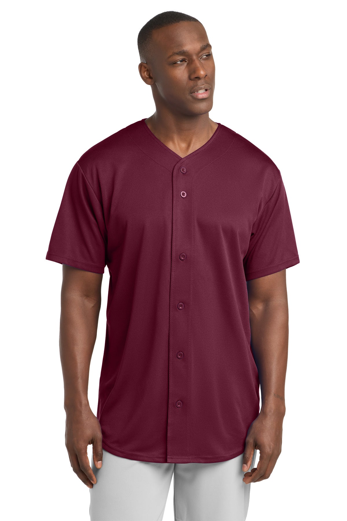 Sport-Tek Men's PosiCharge Tough Mesh Full-Button Jersey