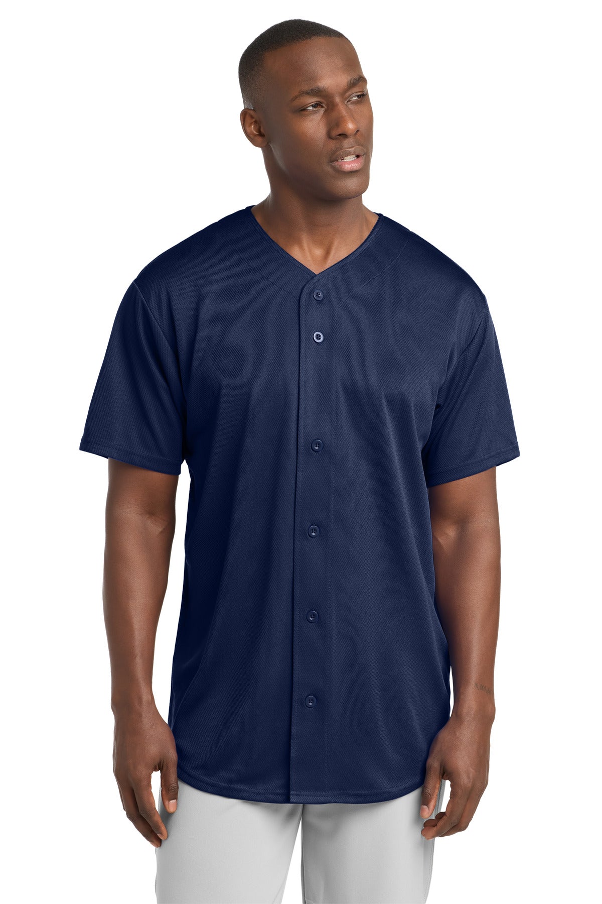 Sport-Tek Men's PosiCharge Tough Mesh Full-Button Jersey