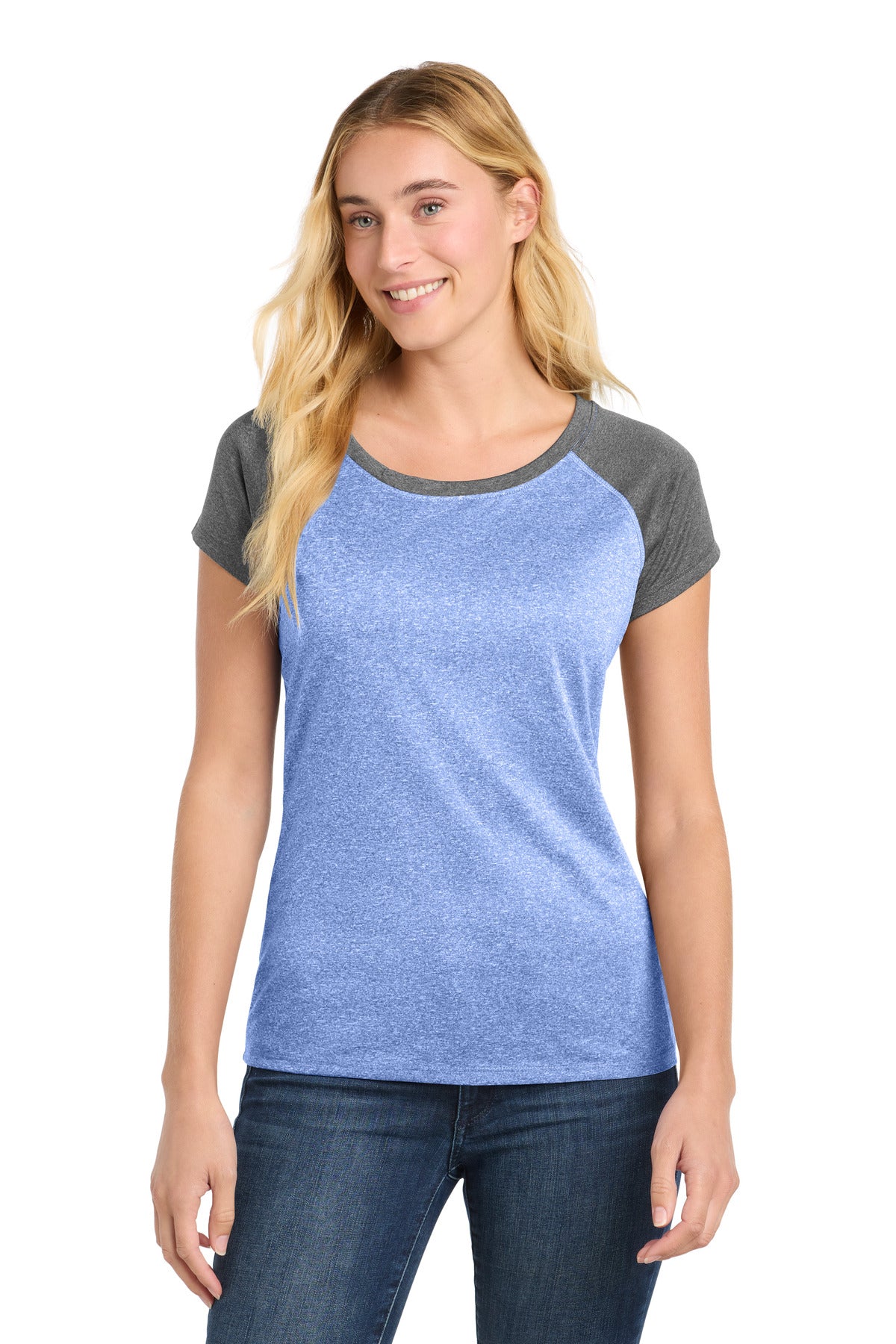 Sport-Tek Women's Heather-On-Heather Contender Scoop Neck Tee