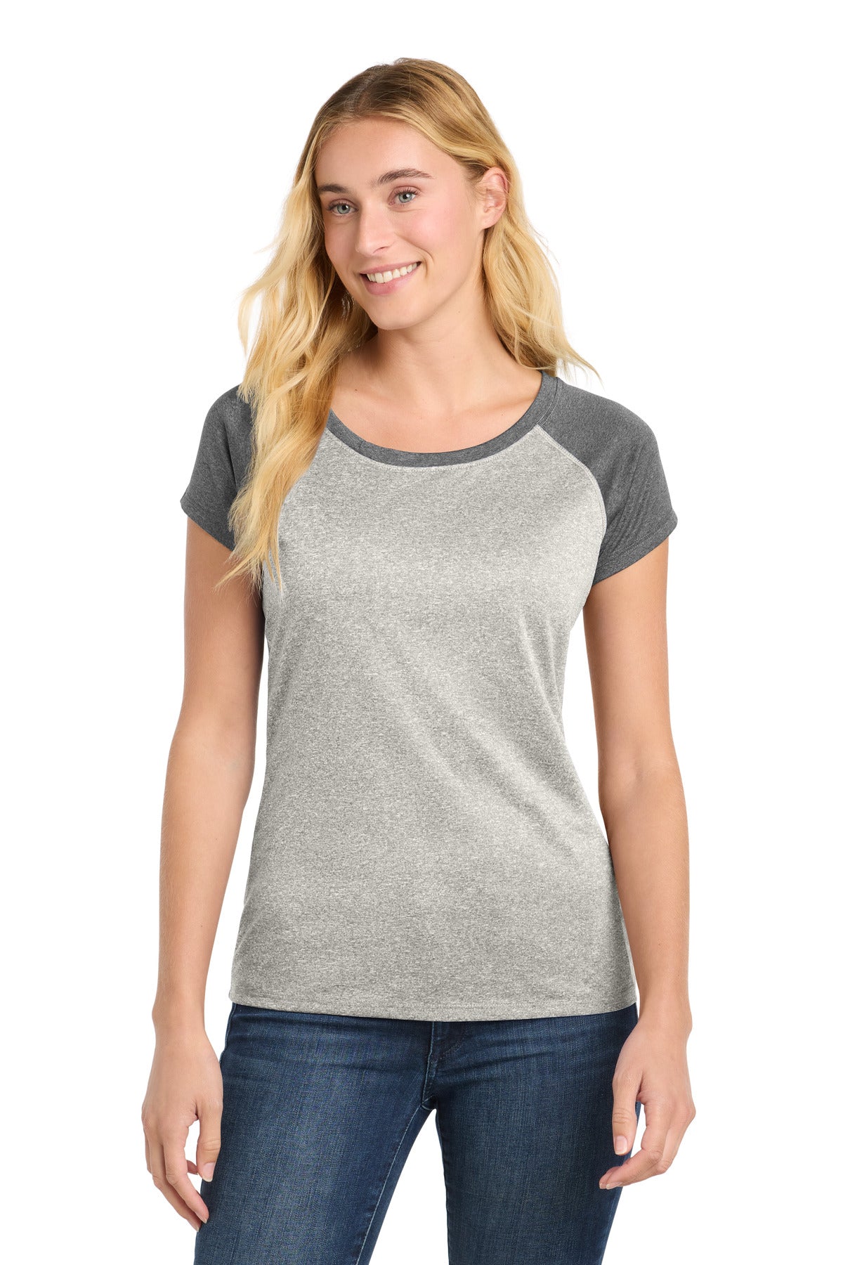 Sport-Tek Women's Heather-On-Heather Contender Scoop Neck Tee