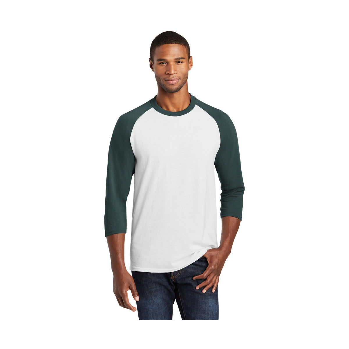 Port & Co Men's Core Blend 3/4-Sleeve Raglan Tee
