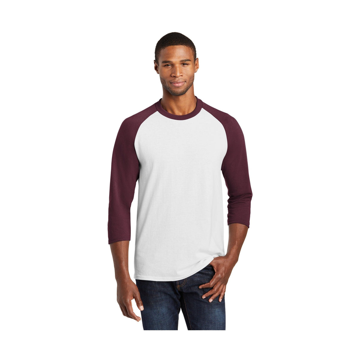 Port & Co Men's Core Blend 3/4-Sleeve Raglan Tee