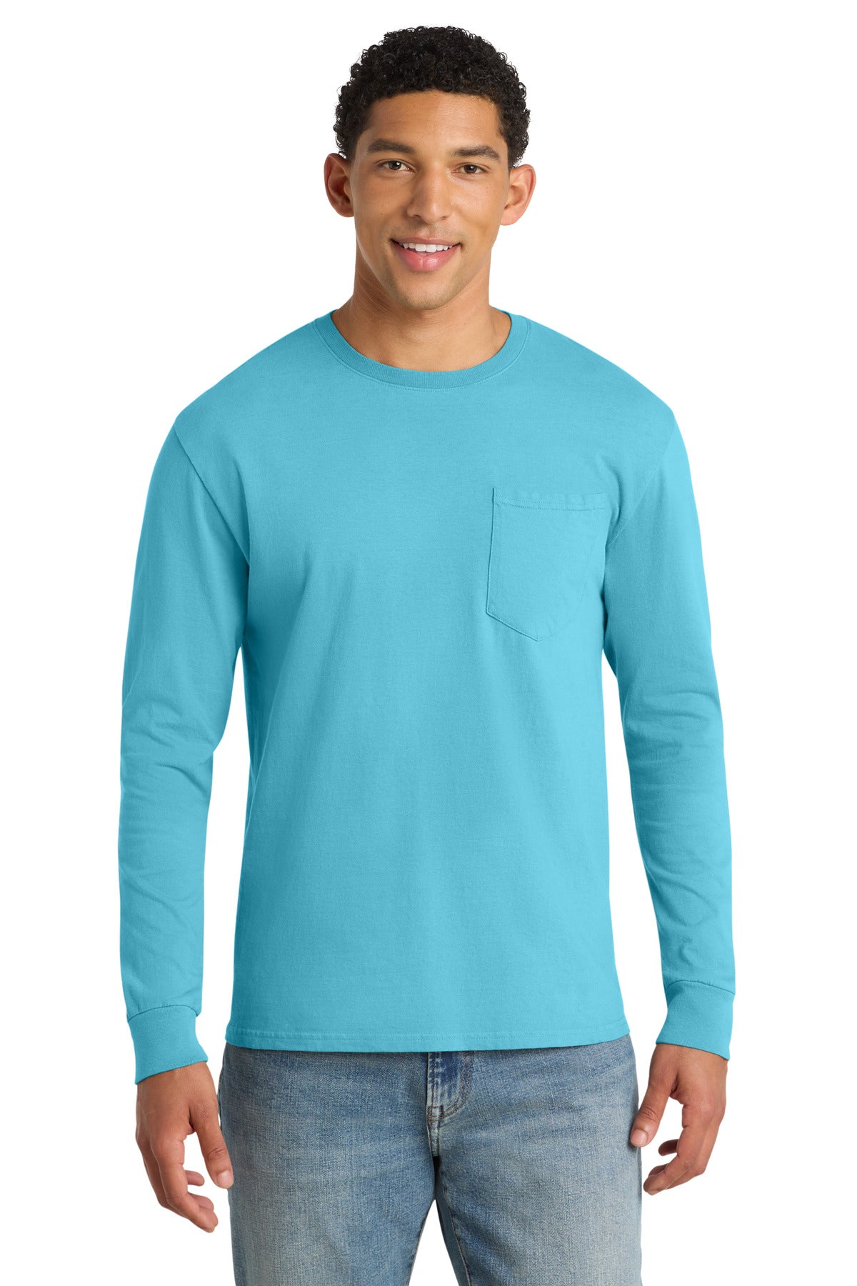 Port & Co Men’s Beach Wash Garment-Dyed Long Sleeve Pocket Tee PC099LSP