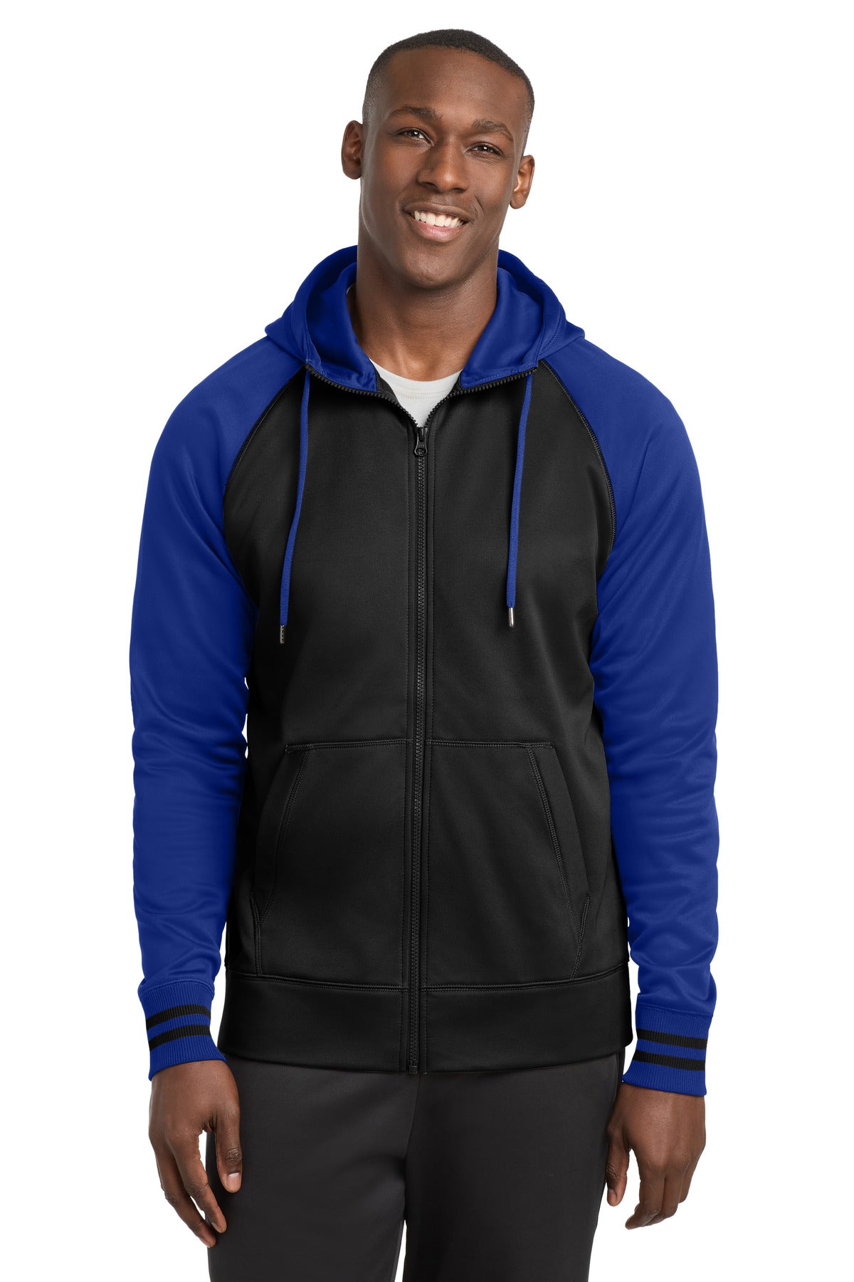 Sport-Tek Men's Sport-Wick Varsity Fleece Full-Zip Hooded Jacket
