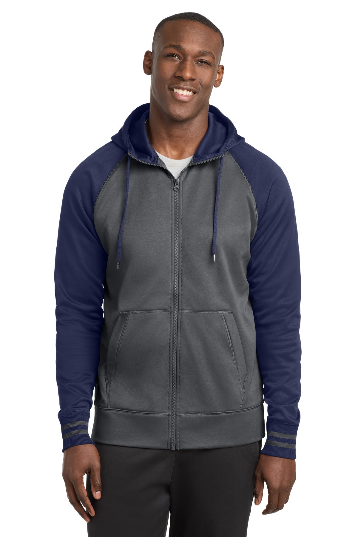 Sport-Tek Men's Sport-Wick Varsity Fleece Full-Zip Hooded Jacket