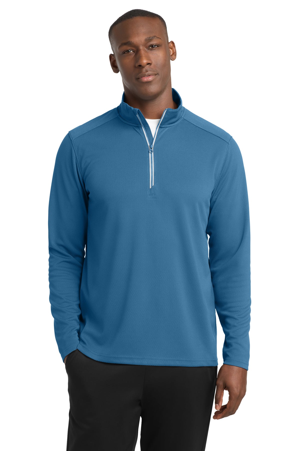 Sport-Tek Men's Sport-Wick Textured 1/4-Zip Pullover