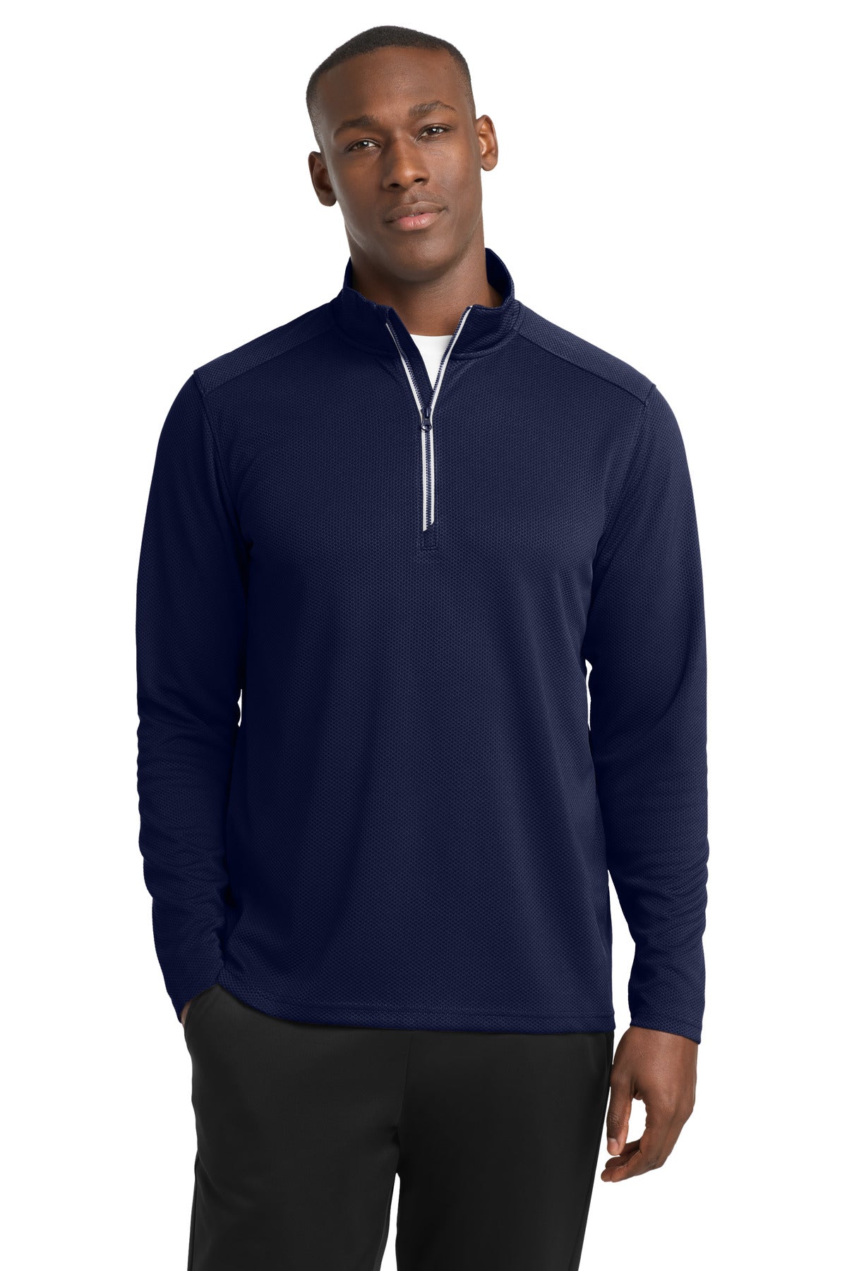 Sport-Tek Men's Sport-Wick Textured 1/4-Zip Pullover