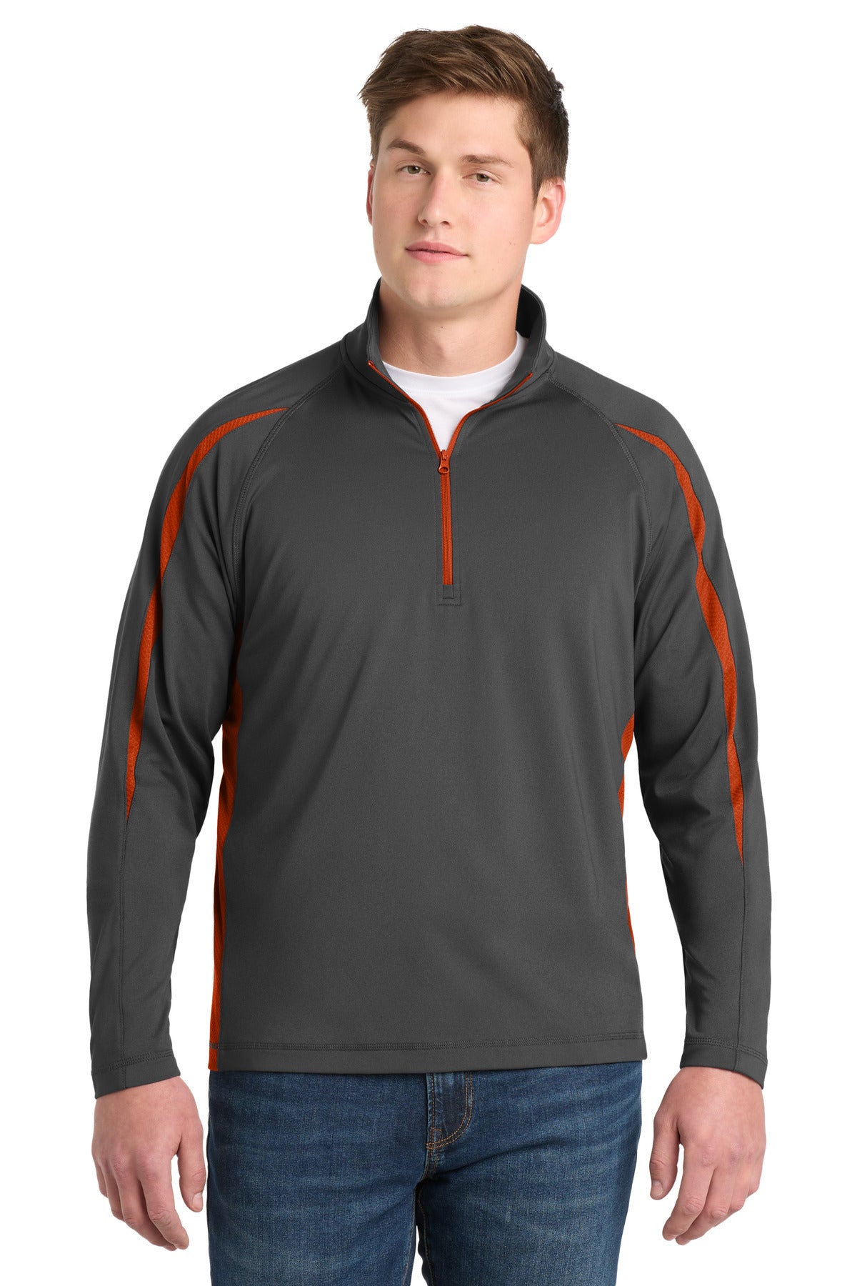 Sport-Tek Men's Sport-Wick Stretch 1/4-Zip Colorblock Pullover