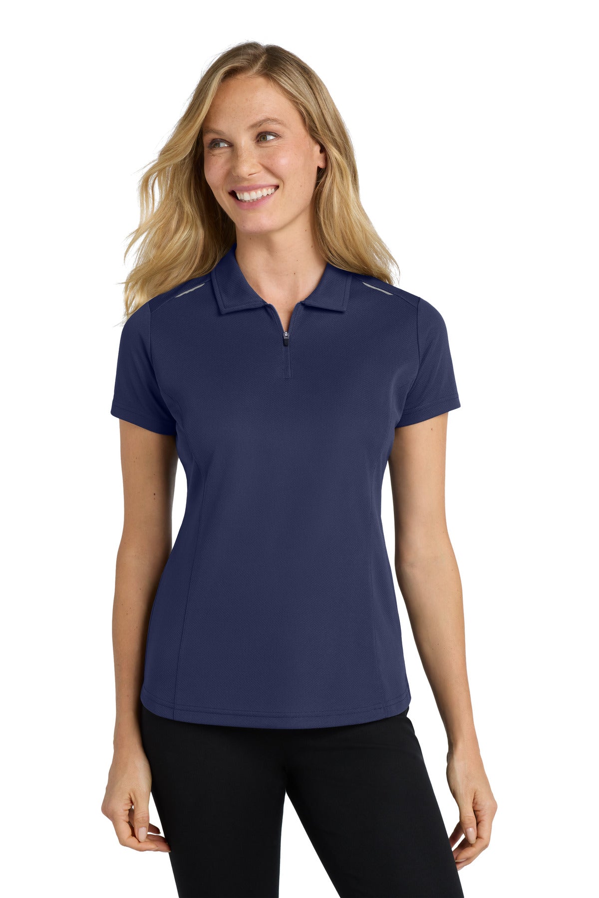 Port Authority Women's Pinpoint Mesh Zip Polo