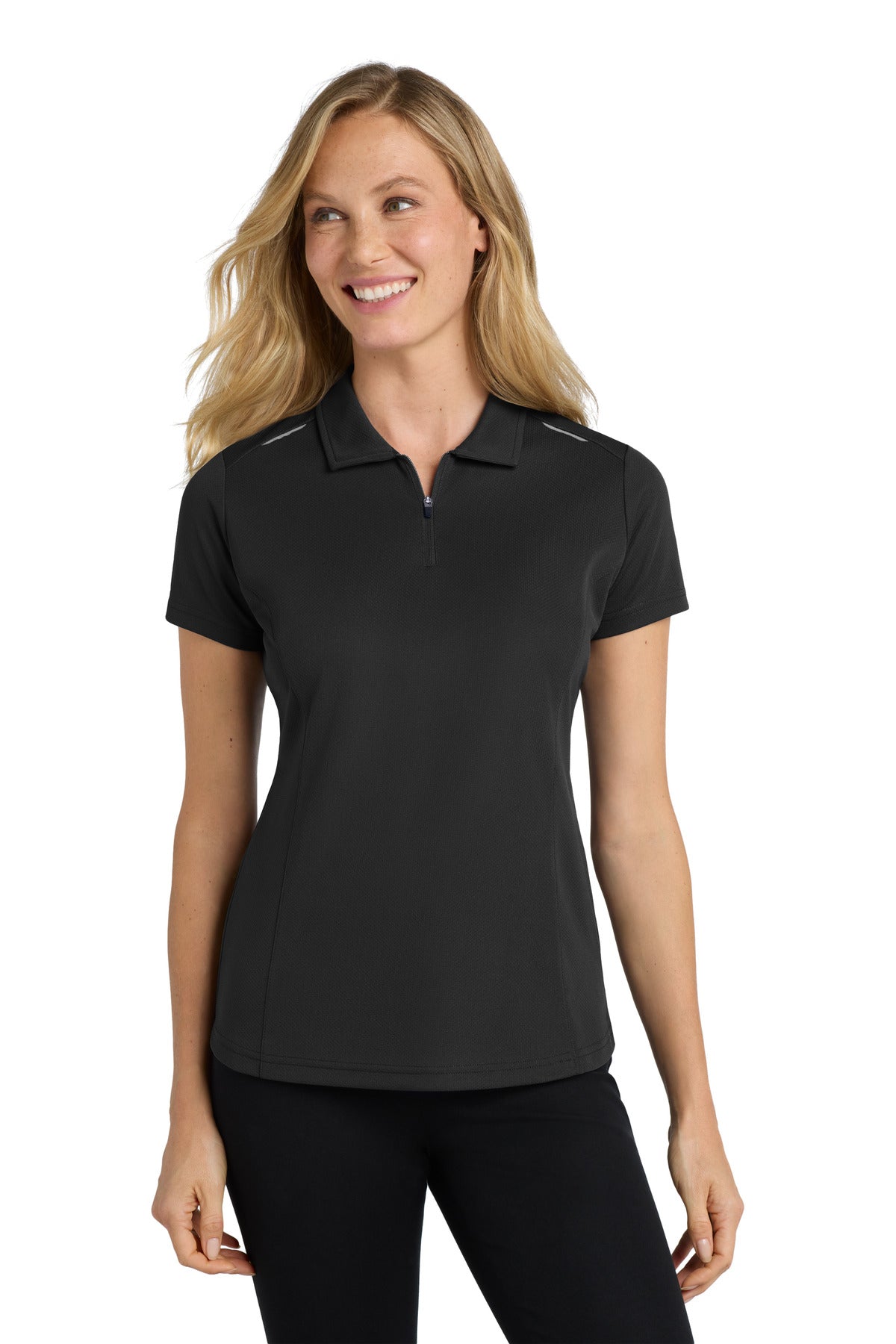 Port Authority Women's Pinpoint Mesh Zip Polo