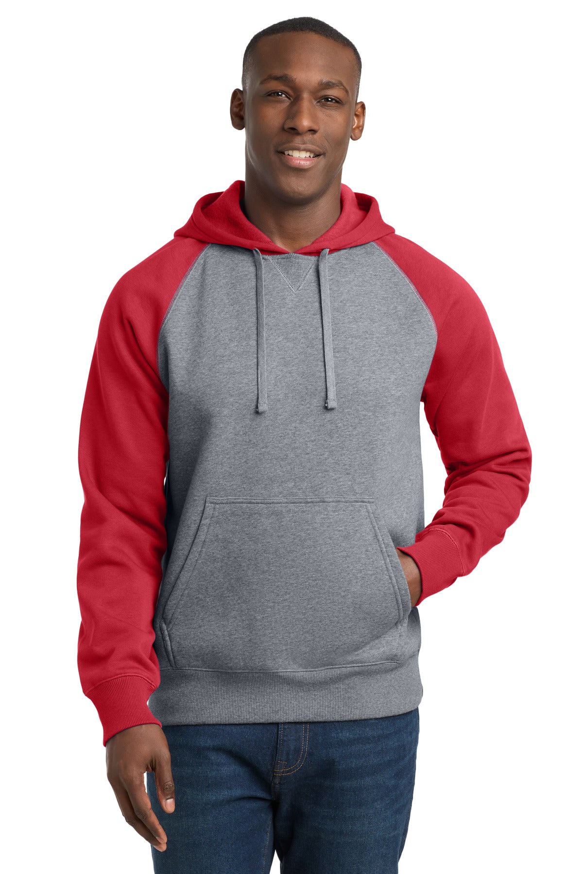 Sport-Tek Men's Raglan Colorblock Pullover Hooded Sweatshirt