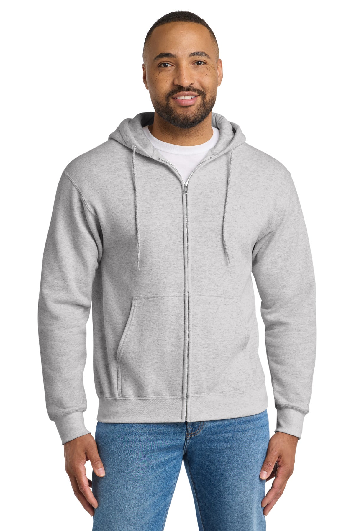 Port & Co Men's Essential Fleece Full-Zip Hooded Sweatshirt
