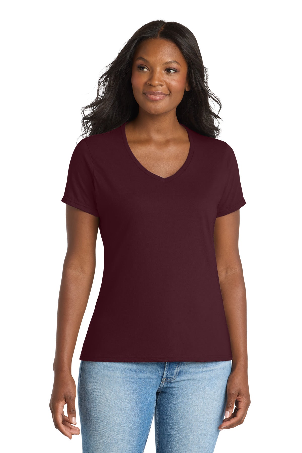 Port & Co Women's Performance Blend V-Neck Tee