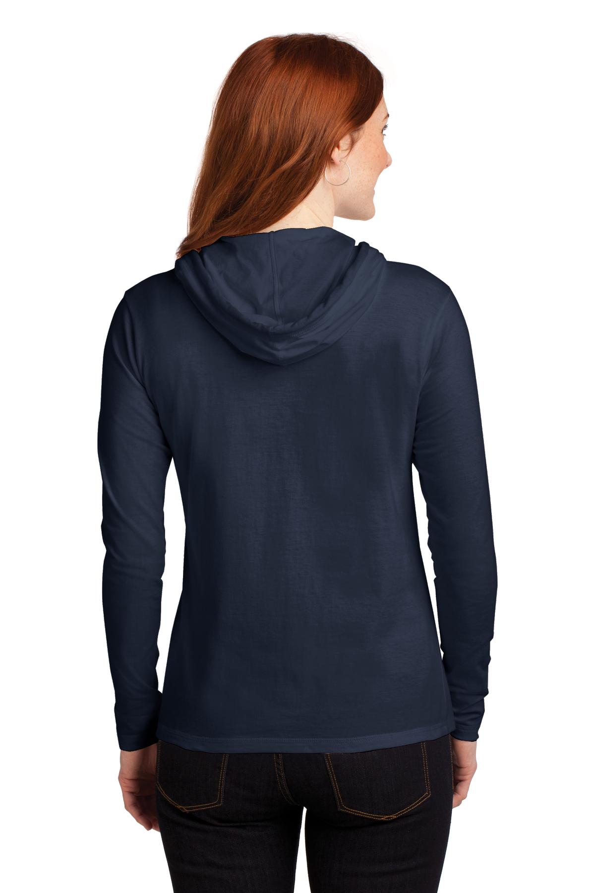 Anvil Women's 100% Combed Ring Spun Cotton Long Sleeve Hooded T-Shirt-2