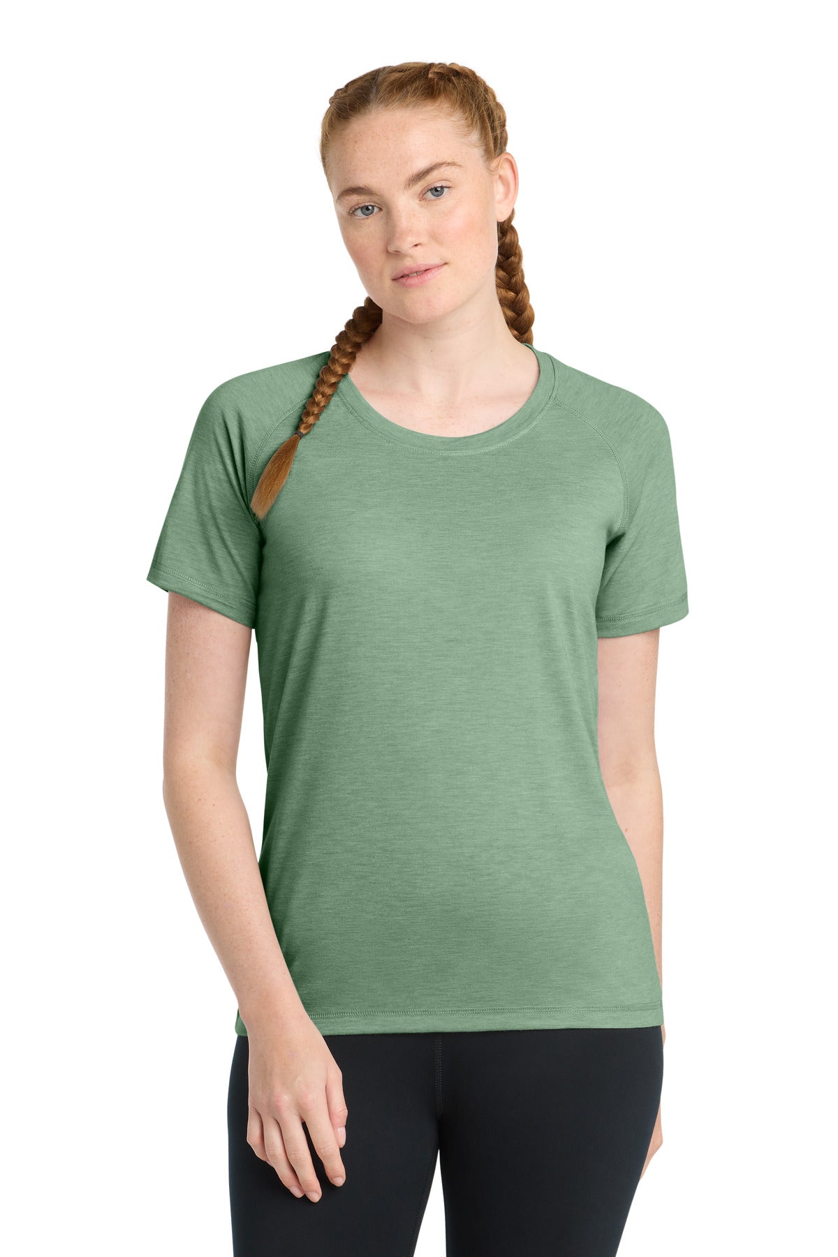 Sport-Tek Women's PosiCharge Tri-Blend Wicking Scoop Neck Raglan Tee