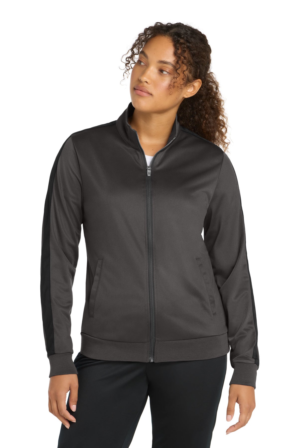Sport-Tek Women's Tricot Sleeve Stripe Track Jacket