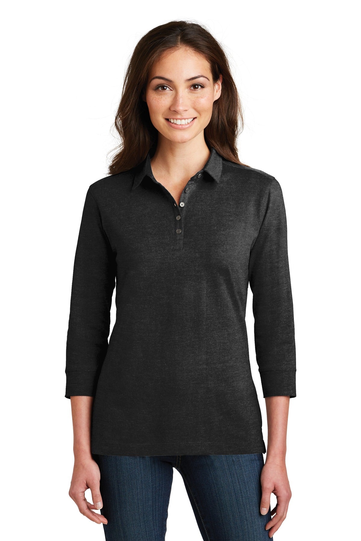 Port Authority Women's 3/4-Sleeve Meridian Cotton Blend Polo-1