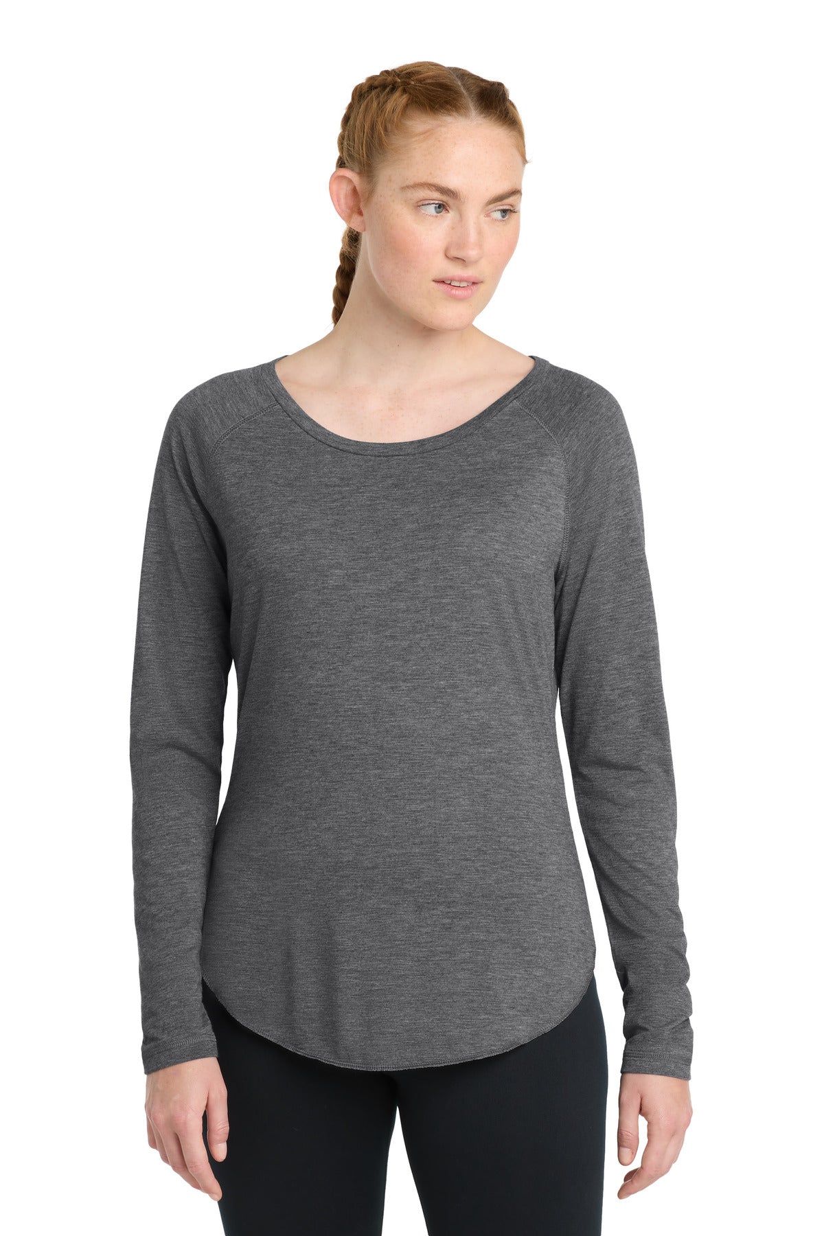 Sport-Tek Women's PosiCharge Long Sleeve Tri-Blend Wicking Scoop Neck Raglan Tee LST400LS