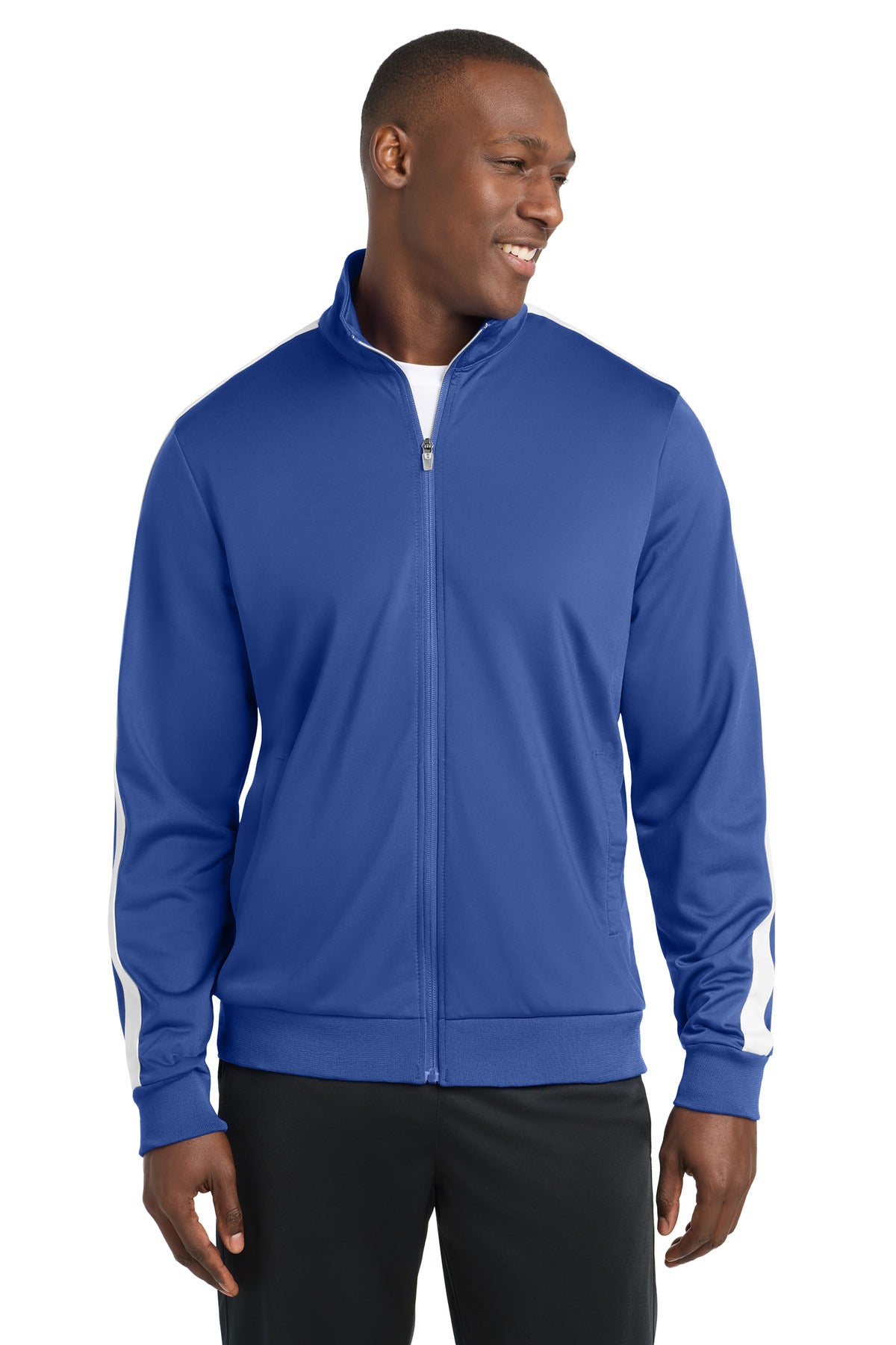Sport-Tek Men's Tricot Sleeve Stripe Track Jacket