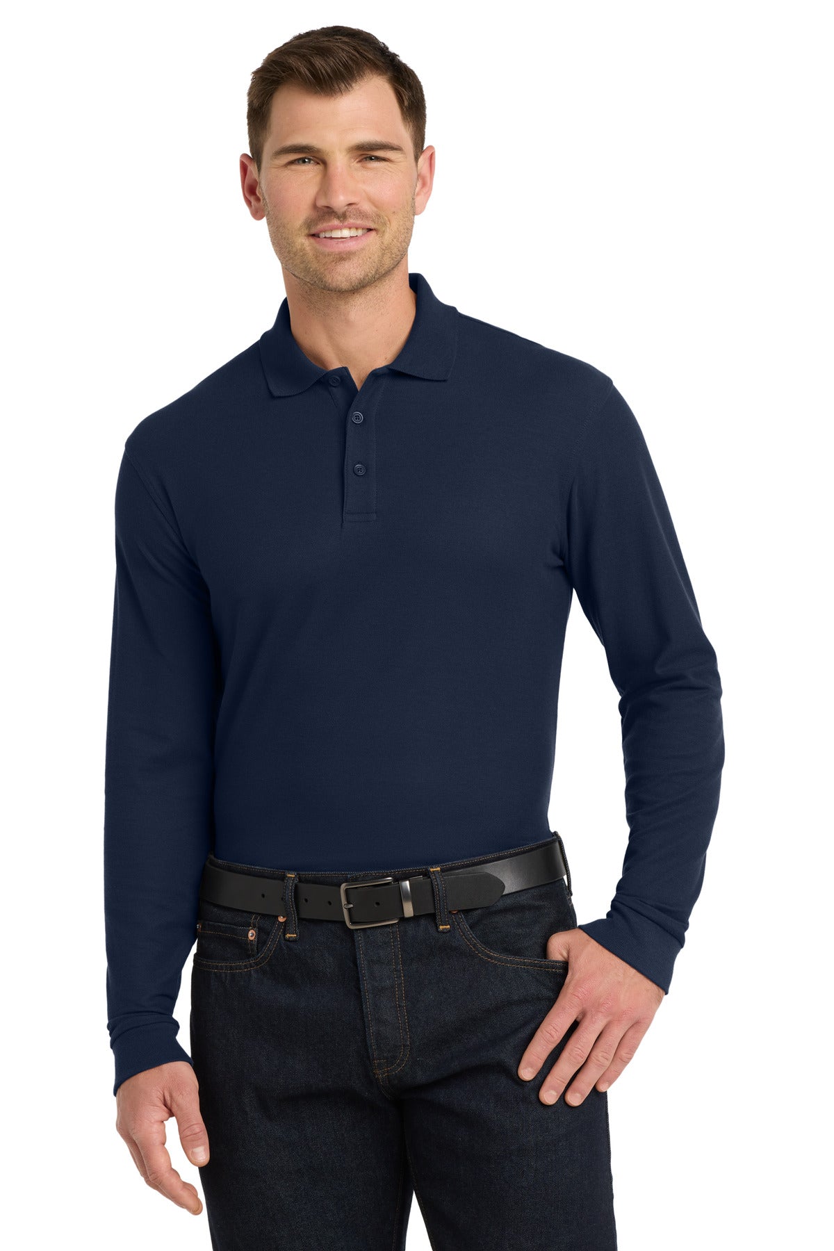 Port Authority Men's Long Sleeve Core Classic Pique Polo