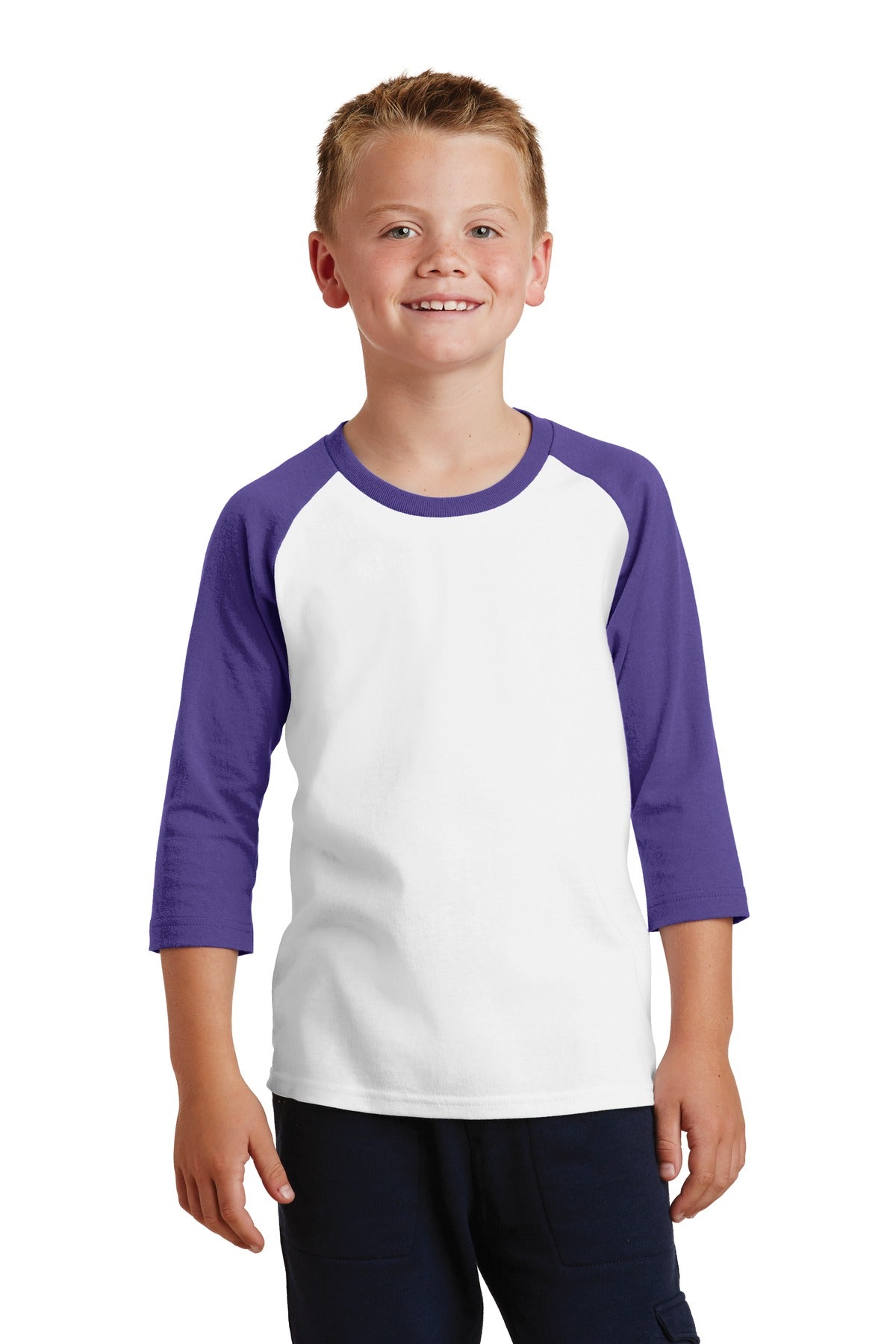 Port & Co Youth Core Blend 3/4-Sleeve Raglan Tee-1