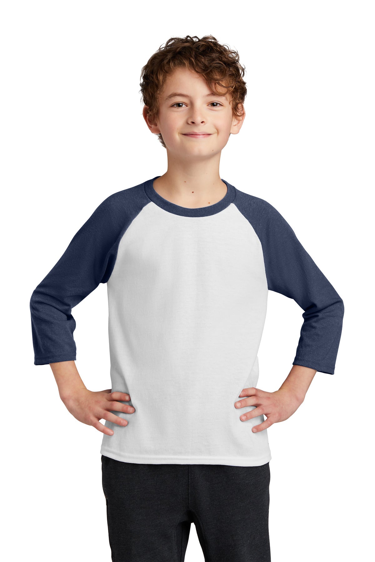 Port & Co Youth Core Blend 3/4-Sleeve Raglan Tee