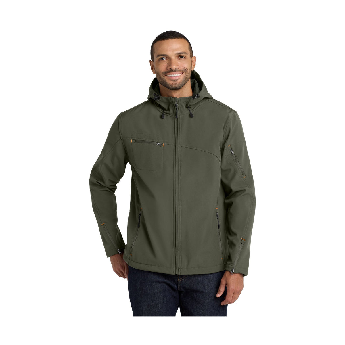 Port Authority Men's Textured Hooded Soft Shell Jacket