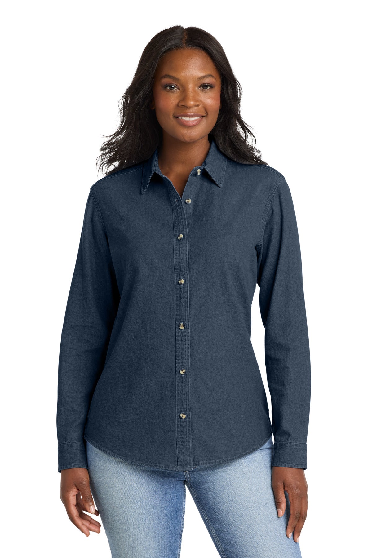 Port & Co Women's Long Sleeve Value Denim Shirt