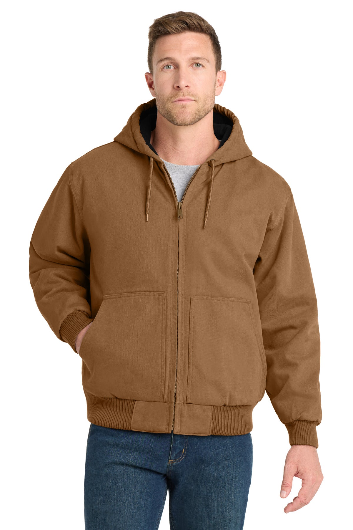 CornerStone Men's Washed Duck Cloth Insulated Hooded Work Jacket