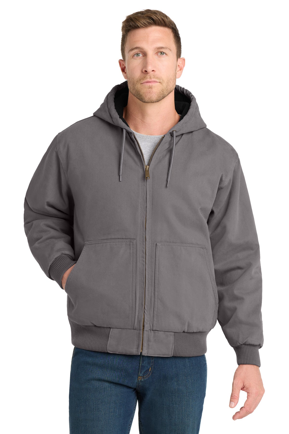 CornerStone Men's Washed Duck Cloth Insulated Hooded Work Jacket