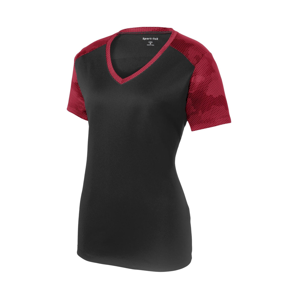 Sport-Tek Women's CamoHex Colorblock V-Neck Tee-3