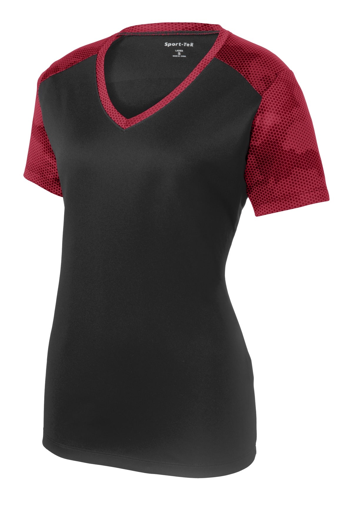 Sport-Tek Women's CamoHex Colorblock V-Neck Tee-3