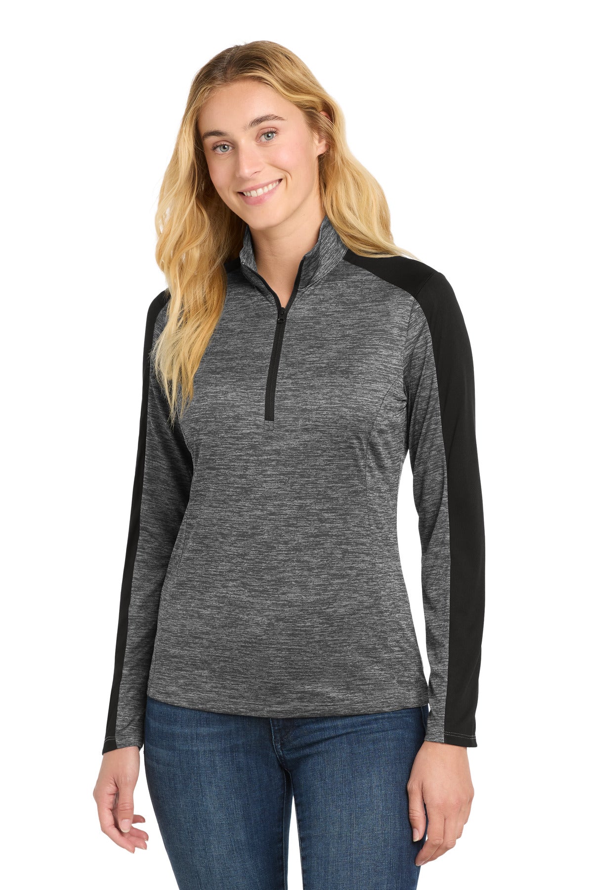 Sport-Tek Women's PosiCharge Electric Heather Colorblock 1/4-Zip Pullover