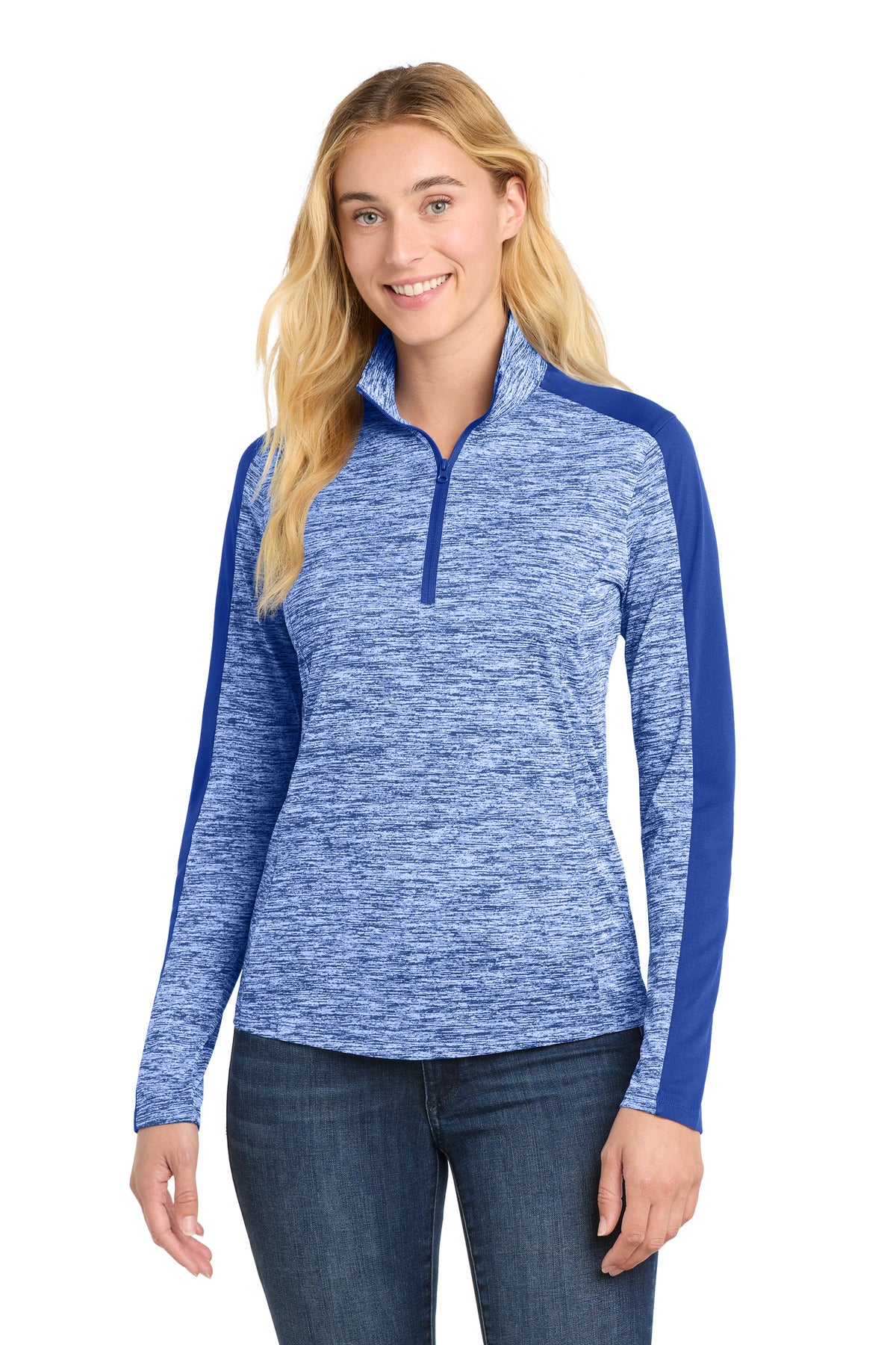 Sport-Tek Women's PosiCharge Electric Heather Colorblock 1/4-Zip Pullover