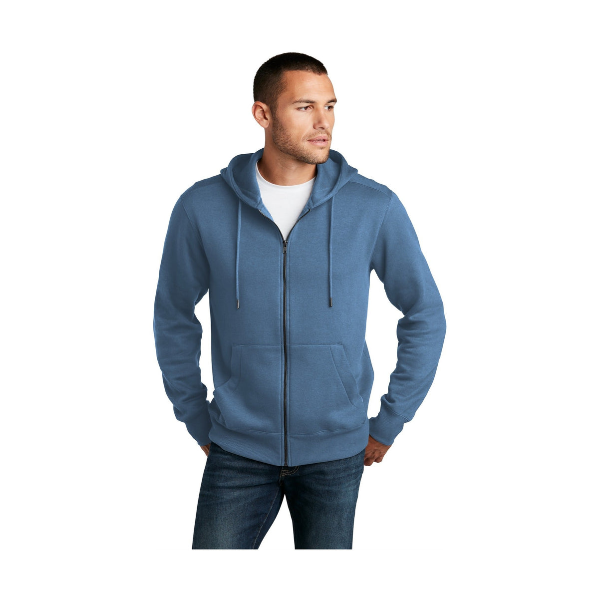 District Men's Perfect Weight Fleece Full-Zip Hoodie DT1103