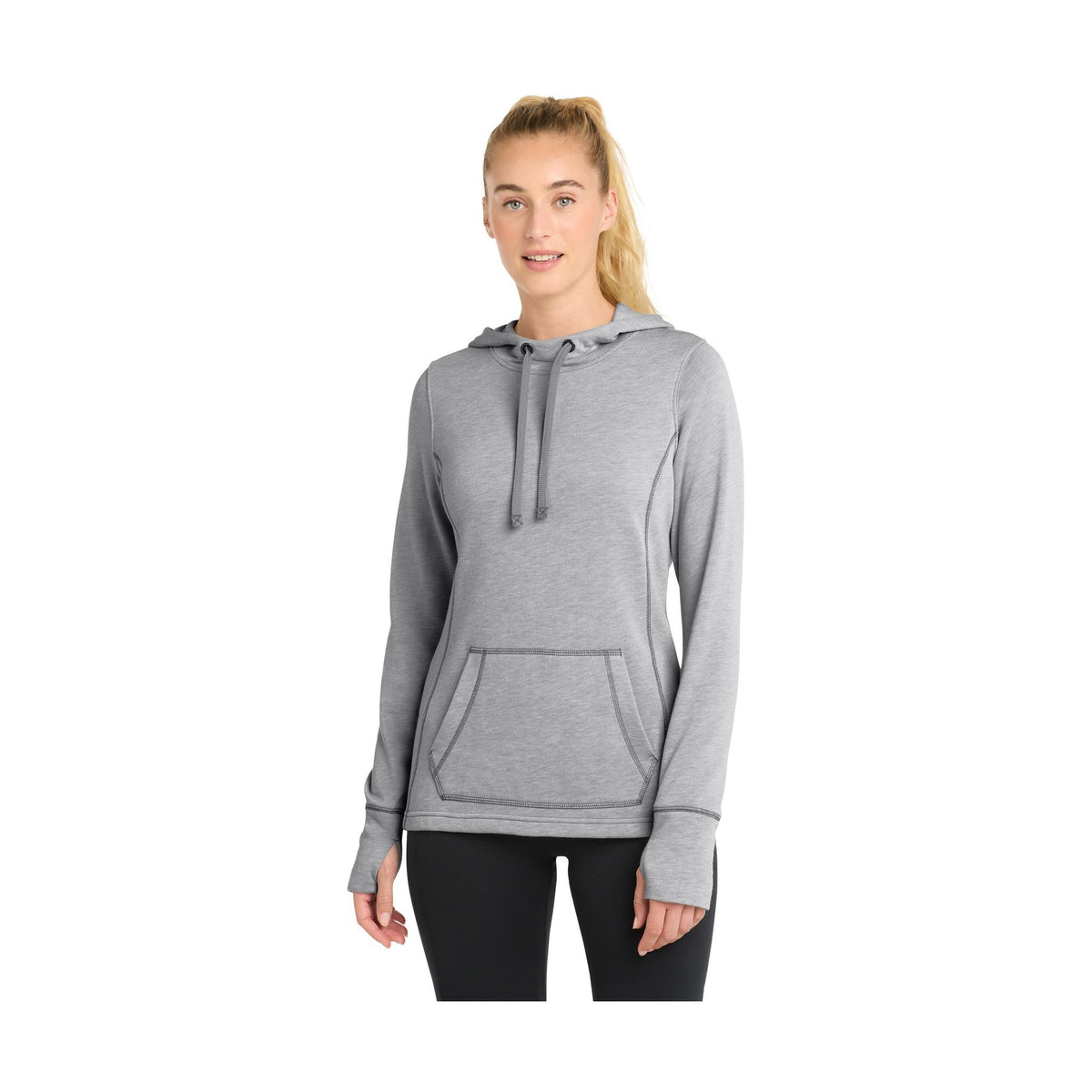 Sport-Tek Women's PosiCharge Tri-Blend Wicking Fleece Hooded Pullover