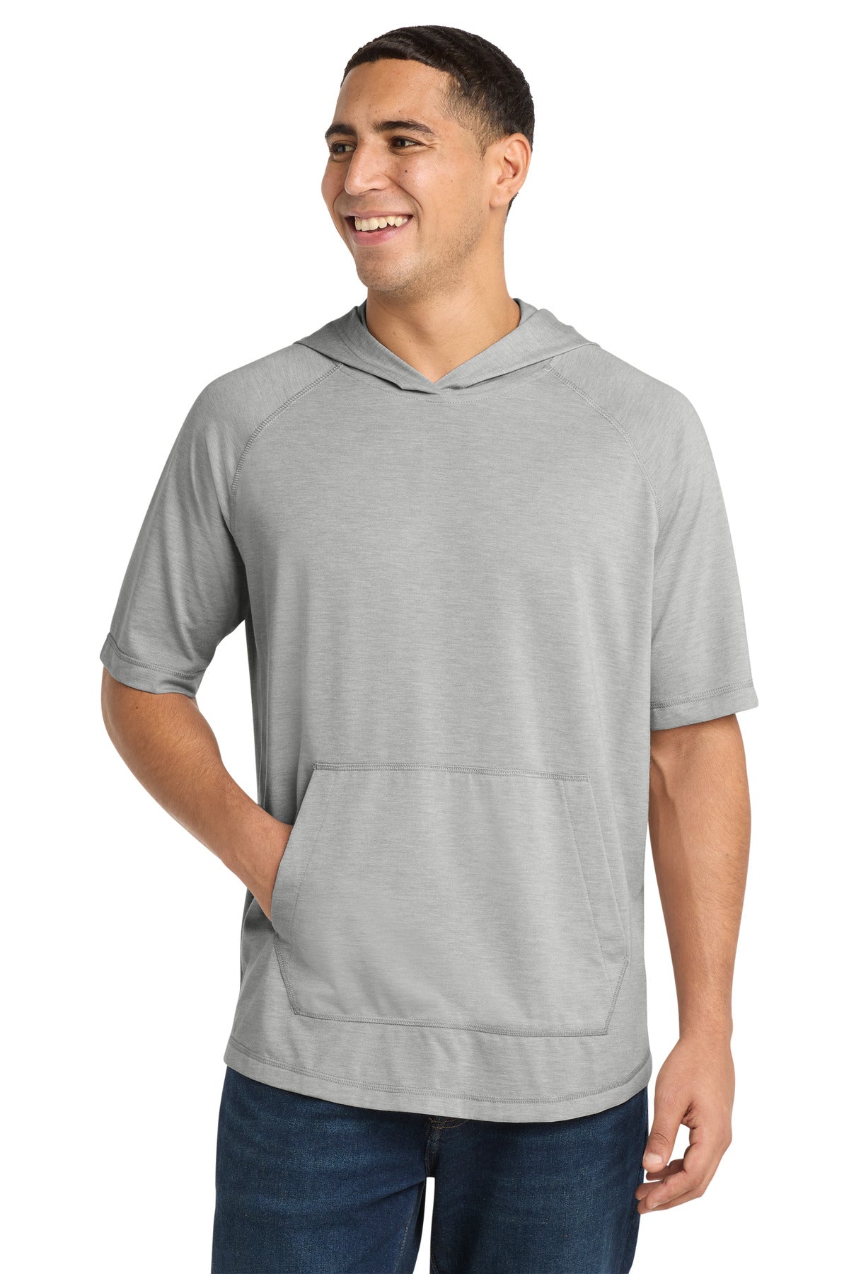 Sport-Tek Men's PosiCharge Tri-Blend Wicking Short Sleeve Hoodie