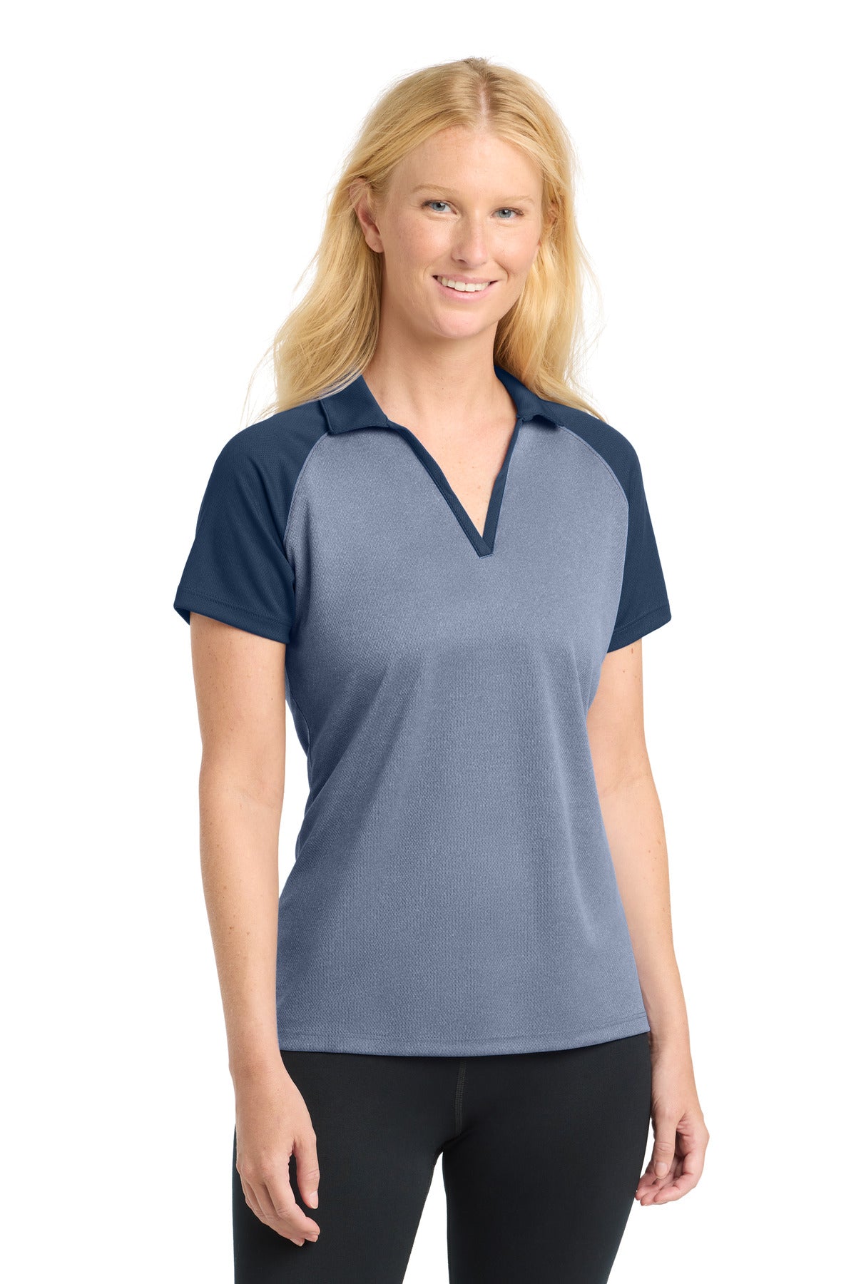 Sport-Tek Women's PosiCharge RacerMesh Raglan Heather Block Polo
