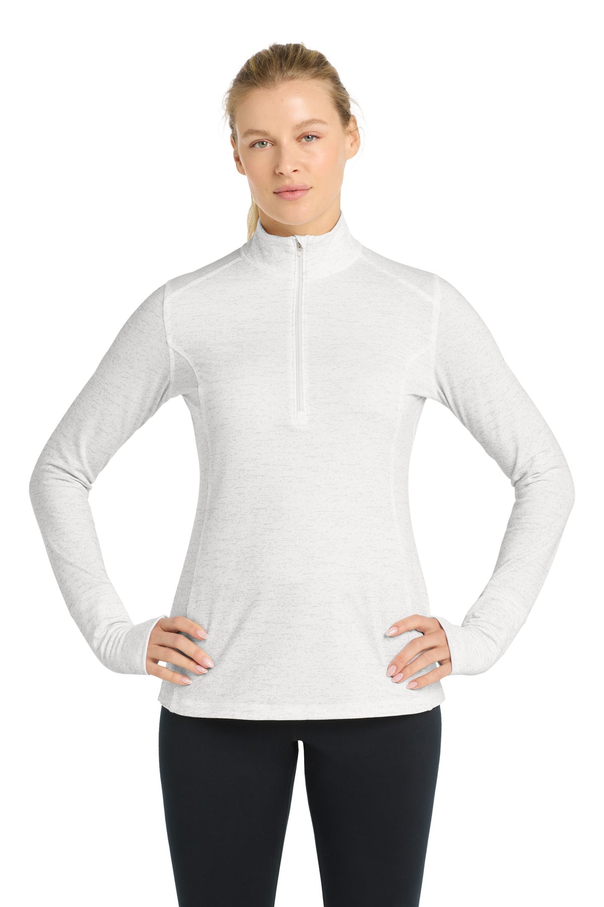 Sport-Tek Women's Sport-Wick Stretch Reflective Heather 1/2-Zip Pullover