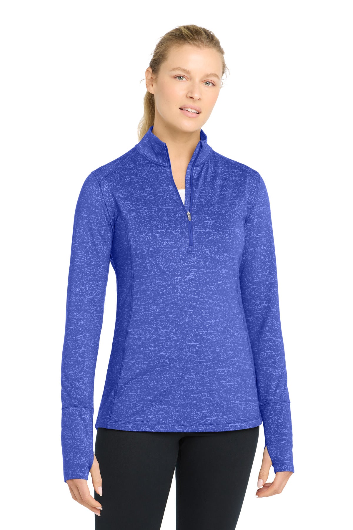 Sport-Tek Women's Sport-Wick Stretch Reflective Heather 1/2-Zip Pullover