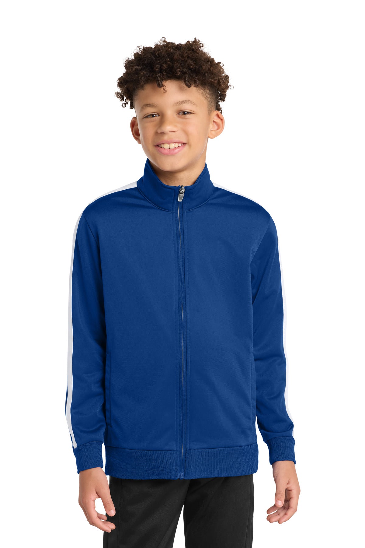 Sport-Tek Youth Tricot Sleeve Stripe Track Jacket