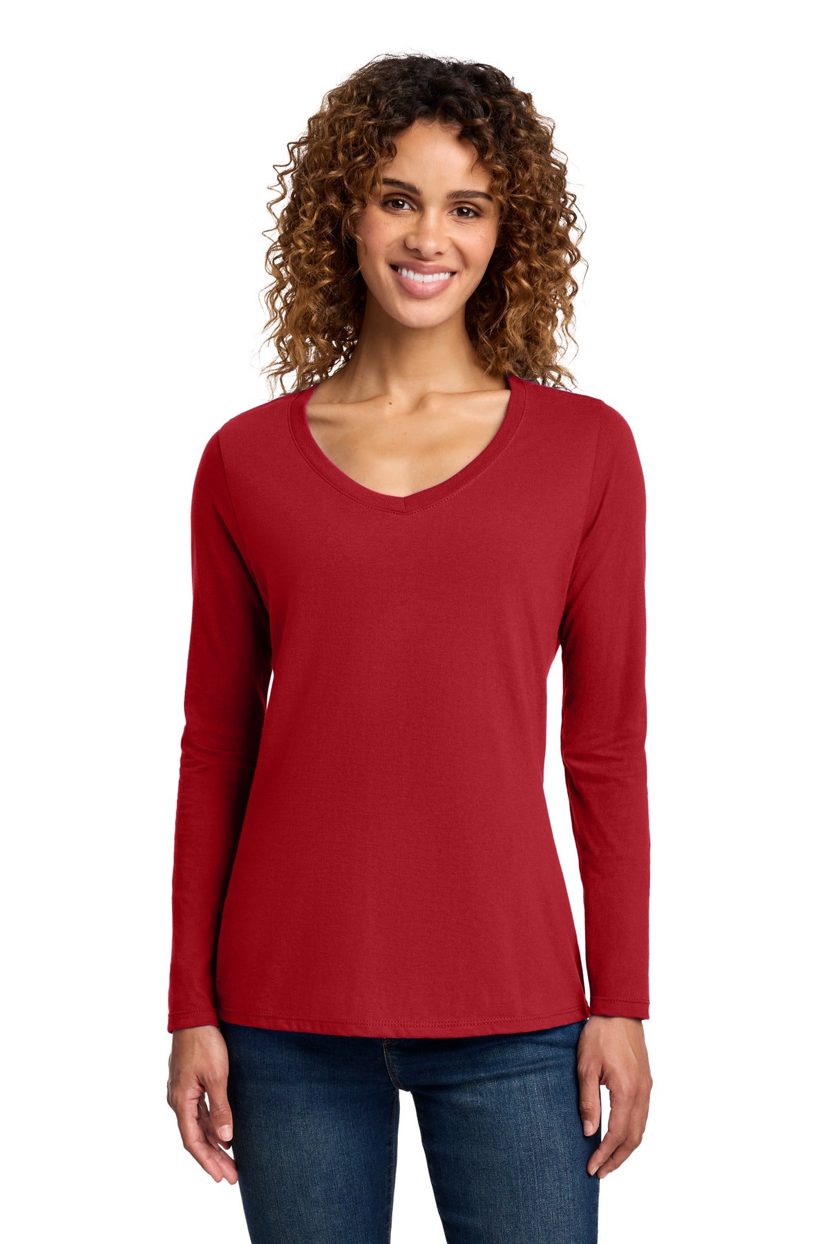 Port & Co Women's Long Sleeve Fan Favorite V-Neck Tee