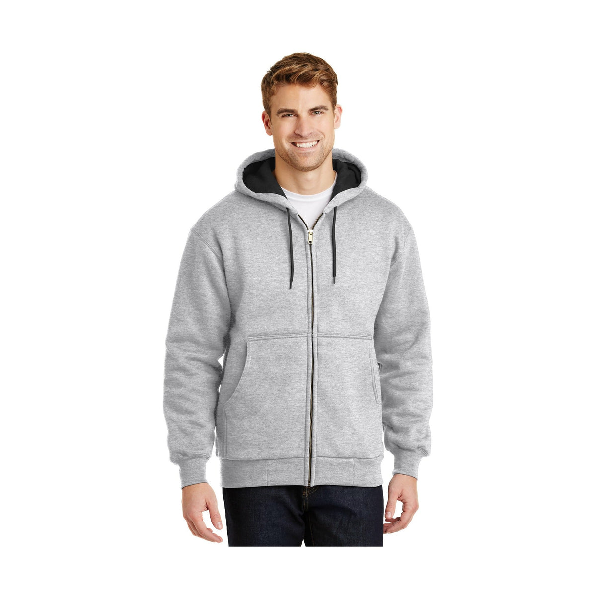 CornerStone Men's Heavyweight Full-Zip Hooded Sweatshirt with Thermal Lining