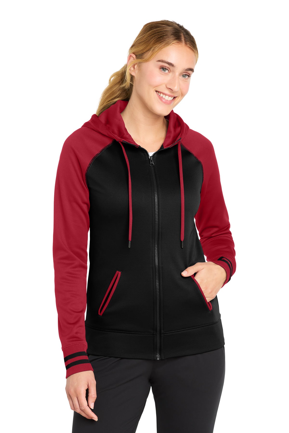Sport-Tek Women's Sport-Wick Varsity Fleece Full-Zip Hooded Jacket